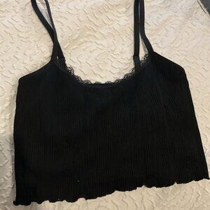Black crop top double layered